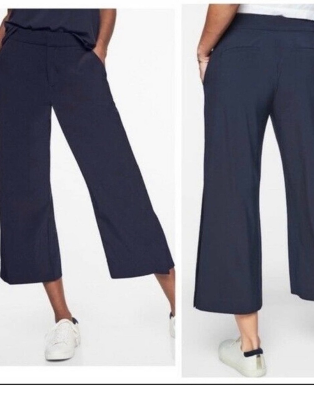 Athleta Navy Cropped Wide-Leg Pants